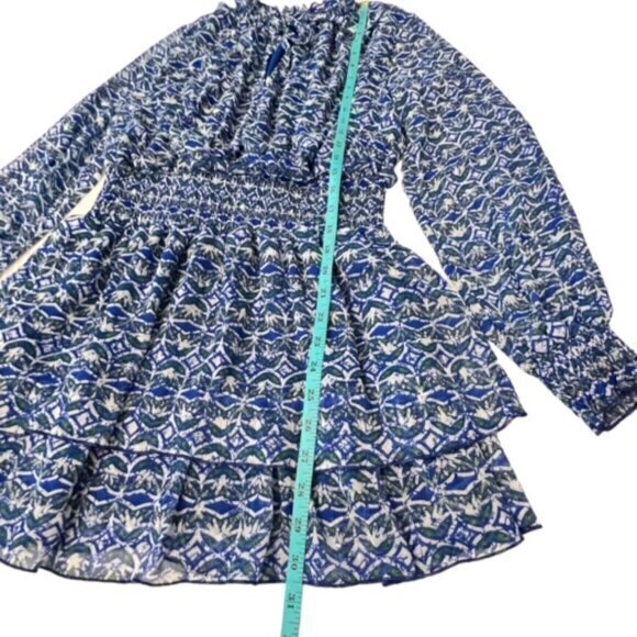 Zara Floral Dress Mini Long Sleeve A-Line Fit & Flare Smocked Waist Light Small - Picture 5 of 14